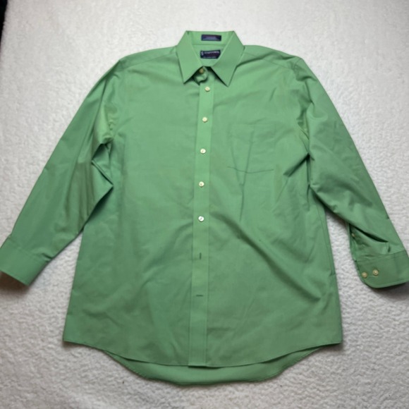 Stafford Dress Shirt Mens 16 32-33 Green The Super Shirt Classic Performance - Picture 2 of 8